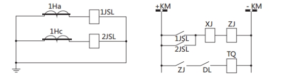 JSL-16繼電器構成的二相式定時限保護的原理圖
