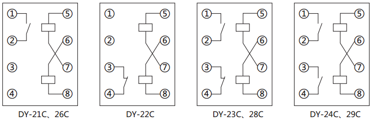 DY-27C、D電壓繼電器內(nèi)部接線圖