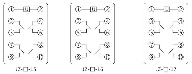 JZY（J)-203X靜態中間繼電器內部接線圖及外引接線圖